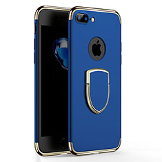 Handyhülle Hülle Luxus Metall Rahmen und Kunststoff mit Fingerring Ständer A03 für Apple iPhone 7 Plus Blau