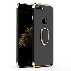 Handyhülle Hülle Luxus Metall Rahmen und Kunststoff mit Fingerring Ständer A03 für Apple iPhone 8 Plus Schwarz
