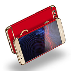 Handyhülle Hülle Luxus Metall Rahmen und Kunststoff mit Fingerring Ständer A03 für Huawei P9 Plus Rot