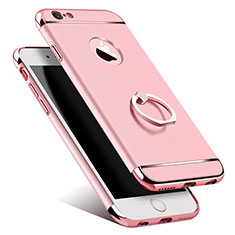 Handyhülle Hülle Luxus Metall Rahmen und Kunststoff mit Fingerring Ständer für Apple iPhone 6S Rosegold