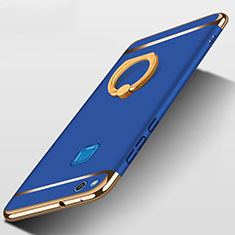 Handyhülle Hülle Luxus Metall Rahmen und Kunststoff mit Fingerring Ständer für Huawei Nova Lite Blau