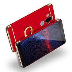 Handyhülle Hülle Luxus Metall Rahmen und Kunststoff mit Fingerring Ständer Q04 für Huawei Mate 9 Rot