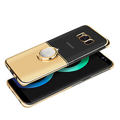 Handyhülle Hülle Luxus Metall Rahmen und Kunststoff mit Magnetisch Fingerring Ständer für Samsung Galaxy S8 Plus Gold