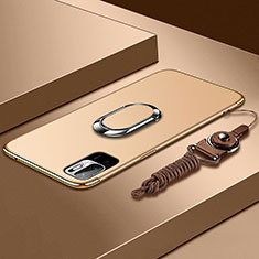 Handyhülle Hülle Luxus Metall Rahmen und Kunststoff Schutzhülle Hartschalen Tasche mit Fingerring Ständer für Xiaomi POCO M3 Pro 5G Gold