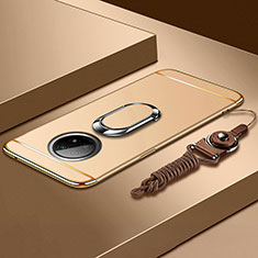 Handyhülle Hülle Luxus Metall Rahmen und Kunststoff Schutzhülle Hartschalen Tasche mit Fingerring Ständer für Xiaomi Redmi Note 9 5G Gold