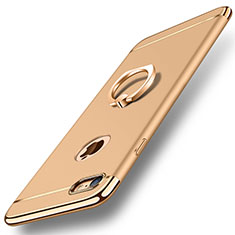 Handyhülle Hülle Luxus Metall Rahmen und Kunststoff Schutzhülle Tasche mit Fingerring Ständer A01 für Apple iPhone 7 Gold