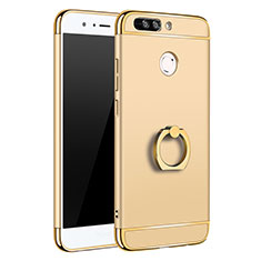 Handyhülle Hülle Luxus Metall Rahmen und Kunststoff Schutzhülle Tasche mit Fingerring Ständer A01 für Huawei Honor 8 Pro Gold