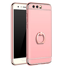 Handyhülle Hülle Luxus Metall Rahmen und Kunststoff Schutzhülle Tasche mit Fingerring Ständer A01 für Huawei Honor 9 Rosegold