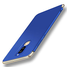 Handyhülle Hülle Luxus Metall Rahmen und Kunststoff Schutzhülle Tasche mit Fingerring Ständer A01 für Huawei Maimang 6 Blau