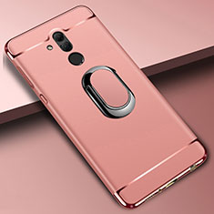 Handyhülle Hülle Luxus Metall Rahmen und Kunststoff Schutzhülle Tasche mit Fingerring Ständer A01 für Huawei Mate 20 Lite Rosegold