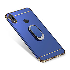 Handyhülle Hülle Luxus Metall Rahmen und Kunststoff Schutzhülle Tasche mit Fingerring Ständer A01 für Huawei Nova 3i Blau