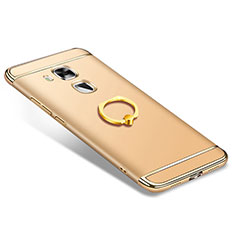 Handyhülle Hülle Luxus Metall Rahmen und Kunststoff Schutzhülle Tasche mit Fingerring Ständer A01 für Huawei Nova Plus Gold