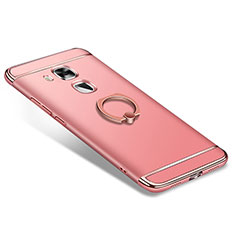 Handyhülle Hülle Luxus Metall Rahmen und Kunststoff Schutzhülle Tasche mit Fingerring Ständer A01 für Huawei Nova Plus Rosegold