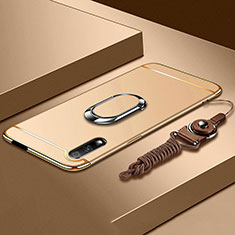 Handyhülle Hülle Luxus Metall Rahmen und Kunststoff Schutzhülle Tasche mit Fingerring Ständer A01 für Huawei P Smart Z (2019) Gold