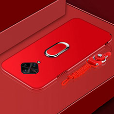 Handyhülle Hülle Luxus Metall Rahmen und Kunststoff Schutzhülle Tasche mit Fingerring Ständer A01 für Vivo S1 Pro Rot
