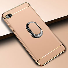 Handyhülle Hülle Luxus Metall Rahmen und Kunststoff Schutzhülle Tasche mit Fingerring Ständer A01 für Xiaomi Redmi Go Gold