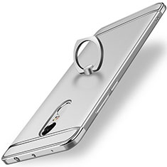Handyhülle Hülle Luxus Metall Rahmen und Kunststoff Schutzhülle Tasche mit Fingerring Ständer A01 für Xiaomi Redmi Note 4X High Edition Silber