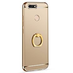 Handyhülle Hülle Luxus Metall Rahmen und Kunststoff Schutzhülle Tasche mit Fingerring Ständer A06 für Huawei Enjoy 7 Gold