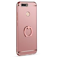 Handyhülle Hülle Luxus Metall Rahmen und Kunststoff Schutzhülle Tasche mit Fingerring Ständer A06 für Huawei Enjoy 7 Rosegold