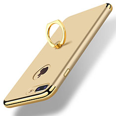 Handyhülle Hülle Luxus Metall Rahmen und Kunststoff Schutzhülle Tasche mit Fingerring Ständer A07 für Apple iPhone 7 Plus Gold