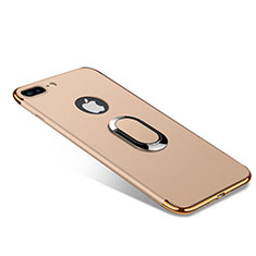 Handyhülle Hülle Luxus Metall Rahmen und Kunststoff Schutzhülle Tasche mit Fingerring Ständer A08 für Apple iPhone 7 Plus Gold