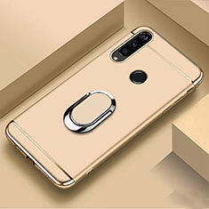 Handyhülle Hülle Luxus Metall Rahmen und Kunststoff Schutzhülle Tasche mit Fingerring Ständer T01 für Huawei Honor 20 Lite Gold