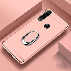 Handyhülle Hülle Luxus Metall Rahmen und Kunststoff Schutzhülle Tasche mit Fingerring Ständer T01 für Huawei Honor 20E Rosegold