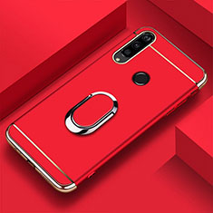 Handyhülle Hülle Luxus Metall Rahmen und Kunststoff Schutzhülle Tasche mit Fingerring Ständer T01 für Huawei Honor 20i Rot