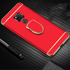 Handyhülle Hülle Luxus Metall Rahmen und Kunststoff Schutzhülle Tasche mit Fingerring Ständer T01 für Huawei Mate 20 X 5G Rot