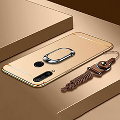 Handyhülle Hülle Luxus Metall Rahmen und Kunststoff Schutzhülle Tasche mit Fingerring Ständer T01 für Huawei Nova 4e Gold