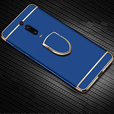 Handyhülle Hülle Luxus Metall Rahmen und Kunststoff Schutzhülle Tasche mit Fingerring Ständer T01 für Xiaomi Redmi K20 Pro Blau