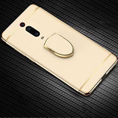 Handyhülle Hülle Luxus Metall Rahmen und Kunststoff Schutzhülle Tasche mit Fingerring Ständer T01 für Xiaomi Redmi K20 Pro Gold