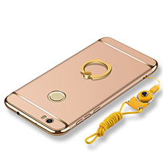 Handyhülle Hülle Luxus Metall Rahmen und Kunststoff Schutzhülle Tasche mit Fingerring Ständer und Lanyard für Huawei Nova Gold