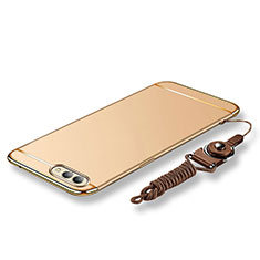 Handyhülle Hülle Luxus Metall Rahmen und Kunststoff Schutzhülle Tasche mit Lanyard für Huawei Honor View 10 Gold