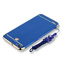 Handyhülle Hülle Luxus Metall Rahmen und Kunststoff Schutzhülle Tasche mit Lanyard für Huawei P8 Lite Smart Blau