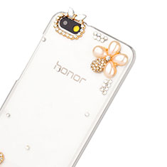 Handyhülle Hülle Luxus Strass Diamant Schutzhülle Blumen für Huawei Honor 4X Weiß