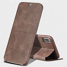 Handyhülle Hülle Stand Tasche Leder für Apple iPhone Xs Braun