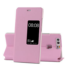 Handyhülle Hülle Stand Tasche Leder für Huawei P9 Rosa