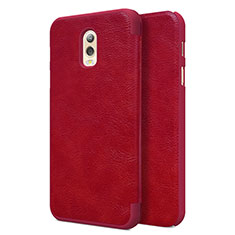 Handyhülle Hülle Stand Tasche Leder für Samsung Galaxy C8 C710F Rot