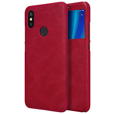 Handyhülle Hülle Stand Tasche Leder für Xiaomi Mi A2 Rot