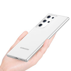 Handyhülle Hülle Ultra Dünn Hartschalen Schutzhülle Tasche Durchsichtig Transparent Matt H01 für Samsung Galaxy S22 Ultra 5G Weiß