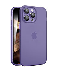 Handyhülle Hülle Ultra Dünn Schutzhülle Hartschalen Tasche Durchsichtig Transparent Matt QC für Apple iPhone 15 Pro Violett