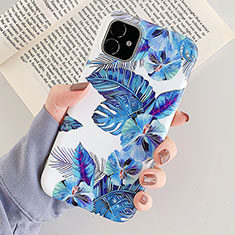 Handyhülle Silikon Hülle Gummi Schutzhülle Blumen für Apple iPhone 11 Pro Blau