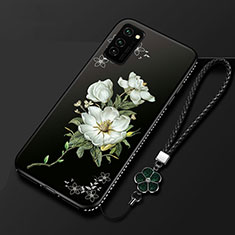 Handyhülle Silikon Hülle Gummi Schutzhülle Blumen für Huawei Honor V30 5G Schwarz