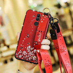 Handyhülle Silikon Hülle Gummi Schutzhülle Blumen für Huawei Mate 20 Lite Rot