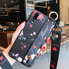 Handyhülle Silikon Hülle Gummi Schutzhülle Blumen für Huawei P20 Schwarz