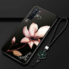 Handyhülle Silikon Hülle Gummi Schutzhülle Blumen für Oppo F15 Braun