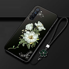 Handyhülle Silikon Hülle Gummi Schutzhülle Blumen für Oppo F15 Weiß