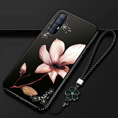 Handyhülle Silikon Hülle Gummi Schutzhülle Blumen für Oppo Reno3 Pro Braun