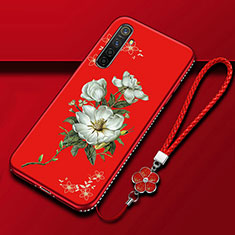 Handyhülle Silikon Hülle Gummi Schutzhülle Blumen für Realme XT Rot